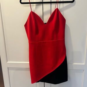 Alice + Olivia Red and Black Spaghetti strap Cocktail Dress